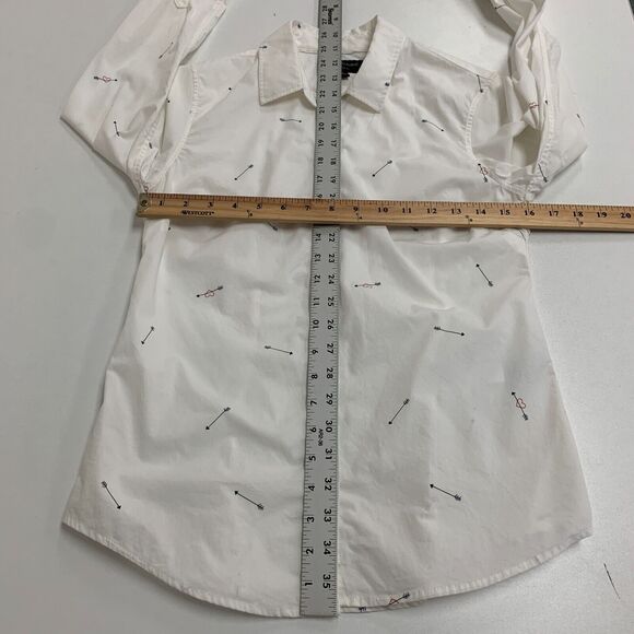 Banana Republic Tailored Fit Shirt Womens 4 White Arrow Heart Button Up Collared - Picture 6 of 11